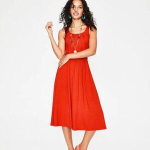 Boden Women's Sleeveless Smock Waist Midi Dress US 6R Orange